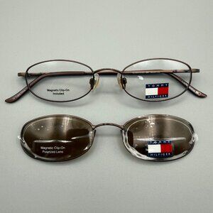 Tommy Hilfiger Sunglasses Magnetic Clip On 145 mm Brown Oval Polarized 2 In 1